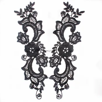 10pair огледало двойка черно цвете булчински сватба бродерия кръпка дантела апликация мотив костюм дантела подстригване шевни аксесоари T1491