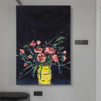 Красивото цвете във вазата Плакати и принтове Абстрактно изкуство Рисуване на платно Картини за стена Начало Бар Декорация на стая