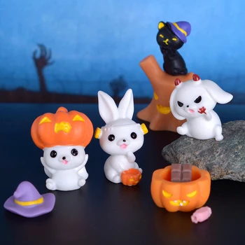 Хелоуин Микро пейзаж миниатюрни фигурки смола занаят мини орнаменти сладък тиква шапка заек призрак вампир декорация