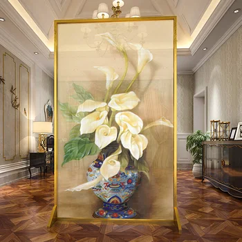 American Light Luxury Luminum Partition Living Room Dining Room Blocking Entrance Prevent Bad Luck Entrance Metal Screen Flower
