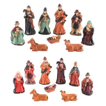 Коледно детско креватче фигурки миниатюри орнамент църква подарък дома декорации
