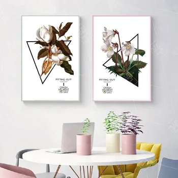 Nordic стил платно стена печат живопис минималистичен бели цветя плакат растение магнолия Denudata снимки произведения на изкуството за дома декор