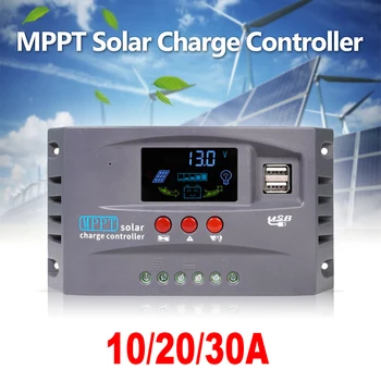 10A 20A 30A MPPT Зареждане на соларен контролер 12V 24V регулатор Регулатор на батерията на слънчевия панел USB порт с LCD дисплей