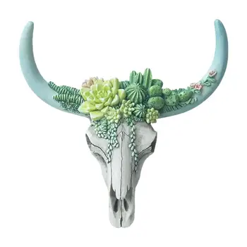 Horn крава череп стена декор 3D животински занаяти украшение ръчно рисувани 3D животински занаяти украшение за дома пещери влечуго място риба