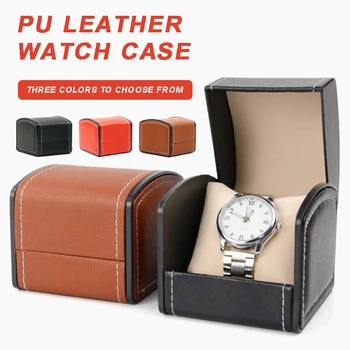 Portable Watch Display Box PU кожа единична решетка с възглавница бижута часовници съхранение случай ръчен часовник гривна дисплей подложка