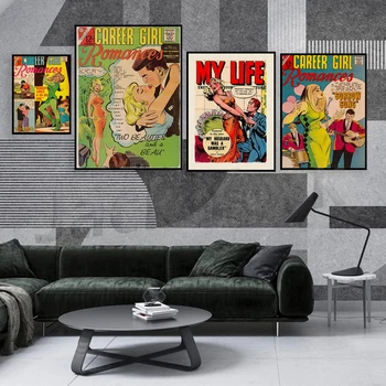 Ретро Домашен декор, Сладки любовни комикси, Домашен декор за стена, Cool Wall Decor, Комикс изкуство, Плакат за комикси, Романтичен плакат