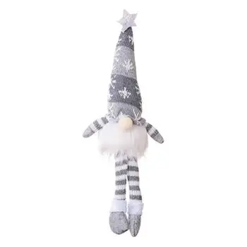 Безлична кукла Празнична светеща Санта Рудолф кукла орнаменти бяла брада висока шапка звезда дизайн ръчно изработени Коледа гном за Коледа