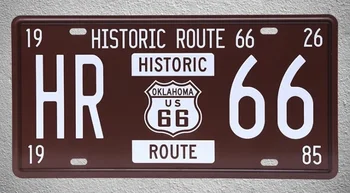 1 PC Route 66 Оклахома САЩ Лиценз за кола Калаени плочи Знаци гараж стена човек пещера декорация метал изкуство реколта плакат