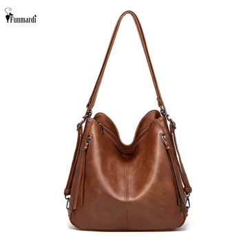 FUNMARDI Нова есен 2022 Дамска чанта Плътен цвят PU кожена чанта за рамо многофункционална чанта с цип голяма дамска пазарска чанта WLHB3221