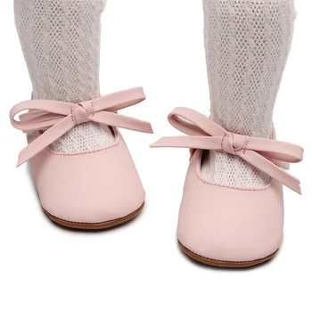 Бебе момичета Мери Джейн обувки Bowknot PU принцеса апартаменти случайни обувки за ходене за новородено бебе малко дете