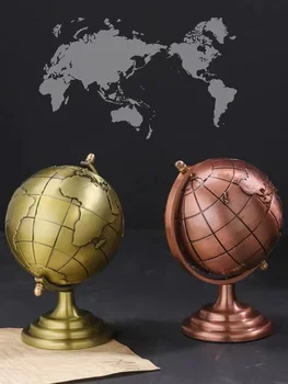 Реколта глобус модел сплав малък свят Globle декорация занаяти мини образователен глобус на Земята за дома офис бюро декор подарък