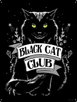 nobrand Black Cat Club Series стена декор новост гараж метален калай знак -метални калай знаци, дома кухня стена ретро плакат плакет M