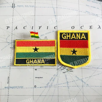 GHANA Национален флаг бродерия лепенки значка щит и квадратна форма щифт един комплект на кърпа лента раница декорация
