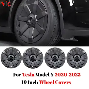 19 инчов тасове 2020-2023 Tesla модел Y капаци на колелата 4PCS подмяна главина капачки защита cybertruck стилен кола декорация