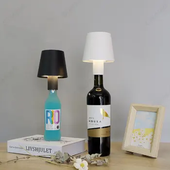 Творческа бутилка вино Настолна лампа Подвижна акумулаторна декоративна лента Безжичен дизайн LED кафене атмосфера нощна светлина