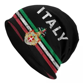 Италианска емблема Италия Флаг Skullies Beanies Caps Унисекс зимна топла плетена шапка Възрастен патриотичен подарък шапки