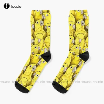 Златни Conures чорапи Унисекс възрастни тийнейджър младежки чорапи персонализирани потребителски 360 ° цифров печат Hd висококачествен коледен подарък