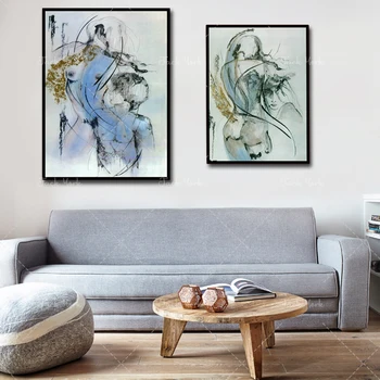 Платно живопис абстрактен секси гола жена и мъж снимка плакат дама тяло фото рамка спалня декорация стена арт печат