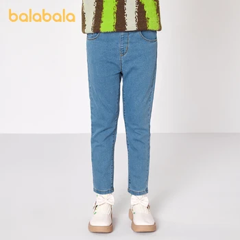 Balabala Малко дете 2023 Момиче панталони пролет есен модерен хладен мода прост тънък годни дънки панталони
