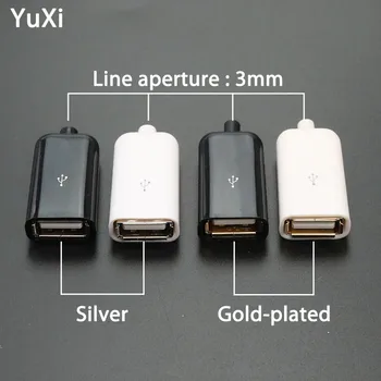 1-10sets DIY USB женски жак 3 в 1 конектор тип A женски заваръчен щепсел захранващ конектор за гнездо за зареждане адаптер черен бял