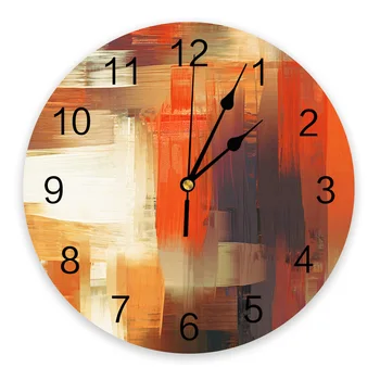 кафяв абстрактна живопис ръчно рисувани стенни часовници безшумни цифрови часовници за домашна спалня кухня хол декорация