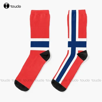 Норвегия Флаг Осло Европа Флаг Чорапи Червени футболни чорапи Младежки Ден на благодарността Коледа Новогодишен подарък Унисекс Възрастни Тийн Младежки чорапи