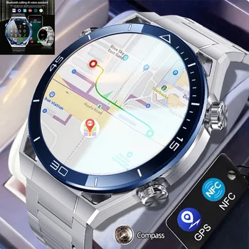 2024 Нов NFC смарт часовник мъже пълен сензорен екран Bluetooth повикване GPS писта компас IP68 водоустойчив сърдечен ритъм ECG + PPG смарт часовници