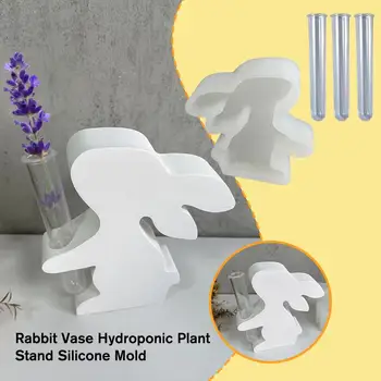 Заек орнамент епруветка ваза силиконов мухъл DIY ръчно изработена мазилка цимент бетон хидропонно растение щанд саксия леене форми