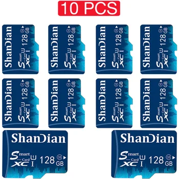 SHANDIAN 10 БР. ЛОТ 100% оригинална мини SD карта клас 10 карта с памет 16GB 32GB 64GB 128GB TF карта Cartao De Memoria за телефон PC