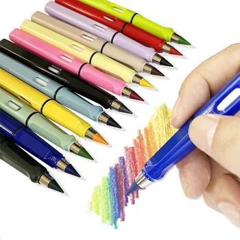 6pcs Сменяем 12 цвята Вечен молив без мастило 2B Аксесоари за писане на молив Арт скица Канцеларски материали Kawaii училище снабдяване