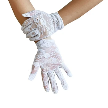 L93F Деликатни дантелени ръкавици с еластични маншети Куха дантела флорални елегантни жени ръкавица