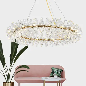 Crystal Light Луксозен полилей Всекидневна Спалня Хол Венец Модерна минималистична творческа постмодерна лампа