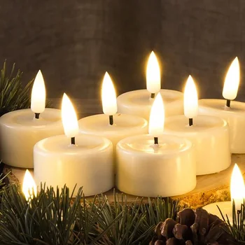 1/12Pcs Безпламъкови LED свещи Мигащи свещи, захранвани от батерии Чай светлини за рожден ден сватбено тържество Коледа декори осветление
