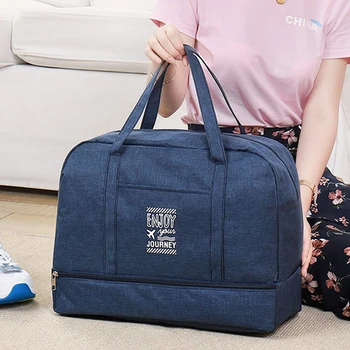 Модна сгъваема пътна чанта Жени Oxford Travel Weekend Overnight Bags Чанти с голям капацитет за ръчен багаж Tote Duffel Accessor Supplies