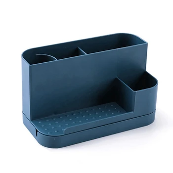 1 бр. Синя ротационна кутия за съхранение на канцеларски материали за дома, офиса, съхранението на канцеларски материали