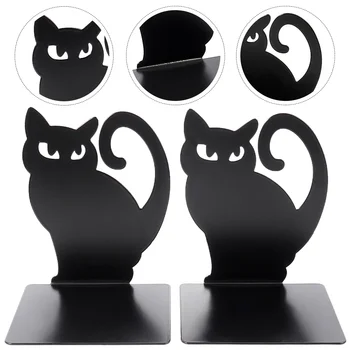 Черна котка Bookend метални тапицерии Щепсел четене организатор декоративни желязо форма изящни офис файлови стойки Bookends