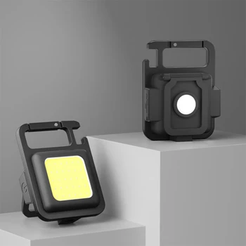 Мини фенерче ключодържател преносим водоустойчив открит къмпинг риболов USB акумулаторна тип C работна светлина LED джобен фенер