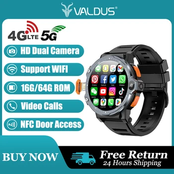 Valdus PG999 4G PGD Android Smart Watch Men 1.54'' GPS 16G / 64G ROM съхранение 200W + 800W HD SIM карта с двойна камера WIFI NFC видео разговор