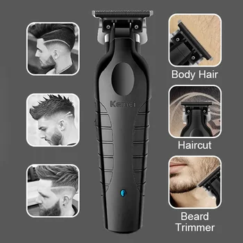 KEMEI Черна машинка за подстригване за мъже Акумулаторни машинки за подстригване за подстригване Професионални бръснарски машинки USB акумулаторна безжична коса