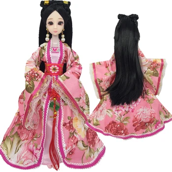 Розов древен традиционен костюм рокля за кукли Барби COSPLAY рокли Тоалети за 1:6 кукла дрехи аксесоари деца DIY играчки