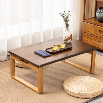 Начало Сгъваема маса с нисък под Модерна минималистична татами масичка за кафе Масивни дървени мебели Японска маса за чай за хол
