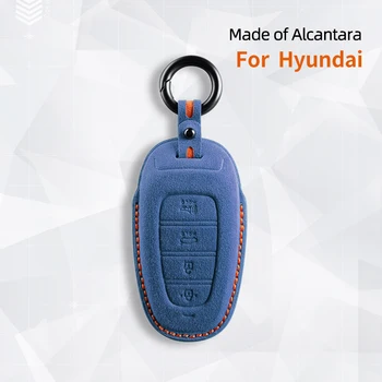 Alcantara Аксесоари за кола Fob ключодържател за калъф за Hyundai Santa Fe Solaris Azera Elantra Grandeur KONA KAUAI IG Акцент