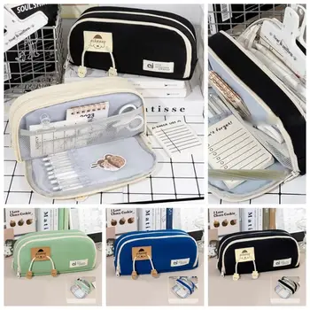 Desktop съхранение платно канцеларски чанта корейски стил естетически кученце молив торбичка голям капацитет многослойни молив чанта