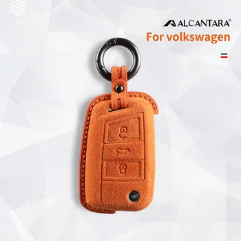 Alcantara Държач за капак на ключ за VW Volkswagen Tiguan Mk1 Mk2 Magotan Passat B5 B8 Polo Golf 4 5 6 7 Mk7 Jetta Polo Eos