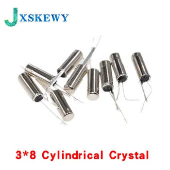 10PCS/LOT 3*8 Цилиндричен кристален осцилатор 3X8 6M 8M 11.0592M 12M 16M 20M 24M 25M 26M 27M 32K 32.768K пасивен кварцов кристал