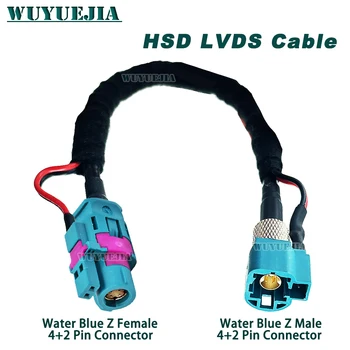 4+2Pin Вода синьо Код Z женски към Z мъжки конектор за щепсел прав 100 ома HSD LVDS Високоскоростен кабел за предаване на данни