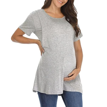Дрехи за бременност Дрехи за майчинство Тениска бременни жени Кърмене Tee Nursing Tops Раирана тениска Тениска с къс ръкав