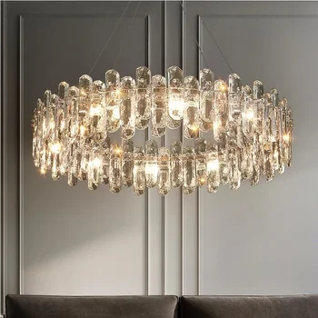 Хол кристален полилей модерен луксозен хотел декорация осветление блясък проста LED кристална лампа