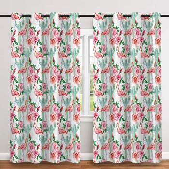 2 бр/комплект цвете фламинго удебелена кърпа завеса скандинавски прозорец затъмнение завеси за спалня и хол