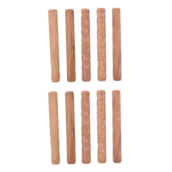 10PCS Грънчарски инструменти Дървени ръчни ролки за глинени глинени печати Глинен модел валяк